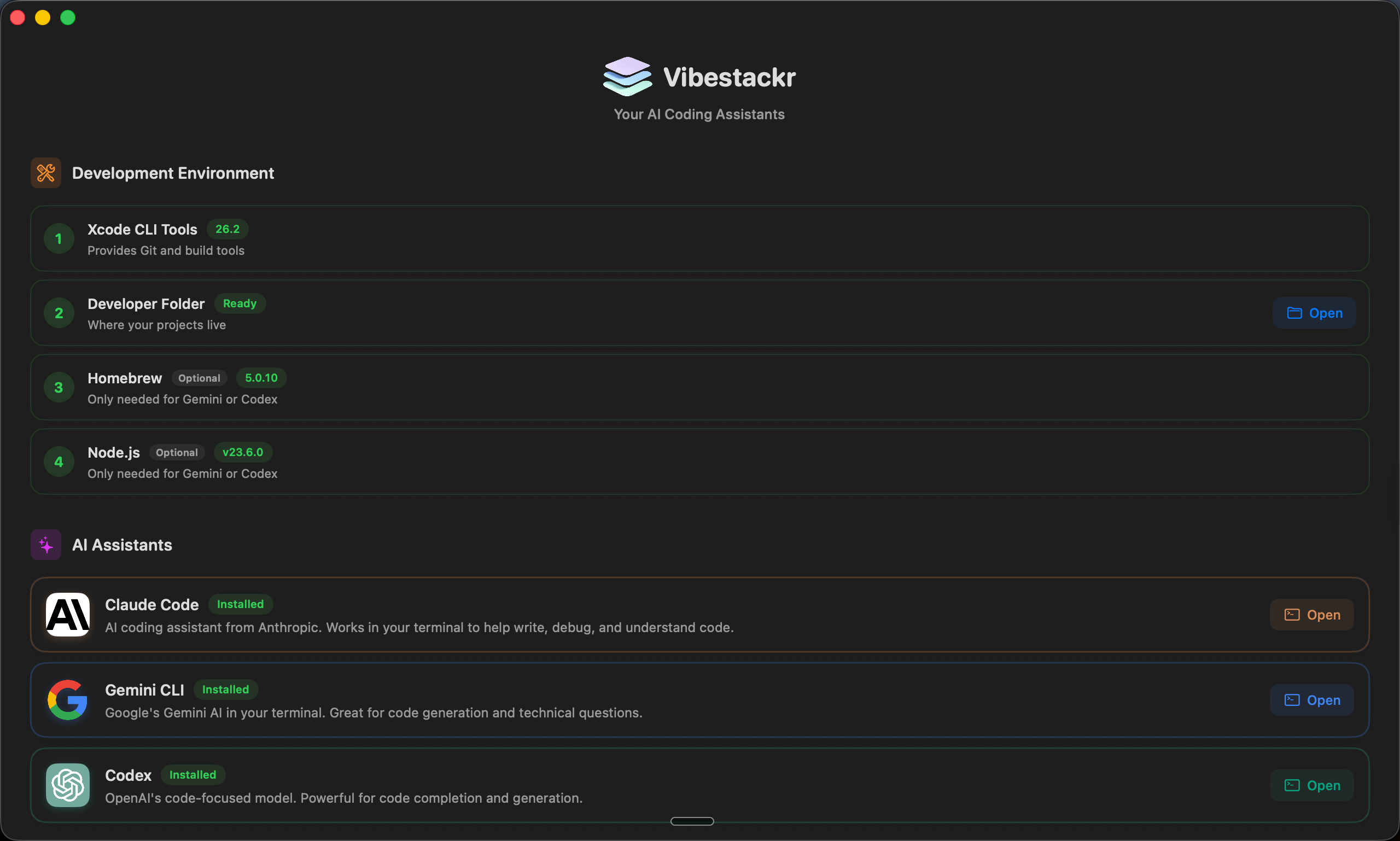 Vibestackr app screenshot